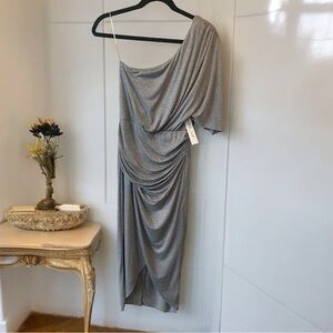 🆕Mustard Seed One Shoulder Draped Jersey Dress Women’s Size S Gray NWT